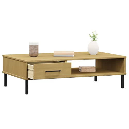 Table basse en bois et métal robuste avec finitions de qualité