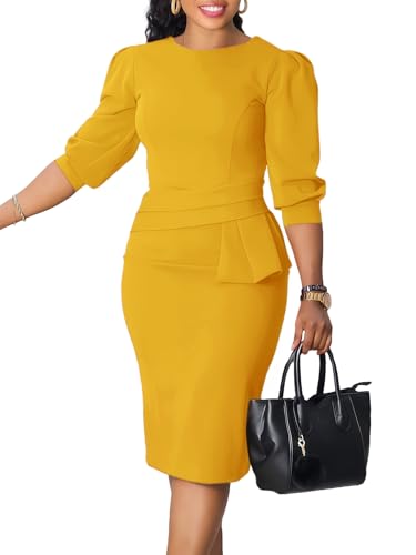 Image of ZVO Midi Dress for Women Pencil Dress Fashion Work Dress Elegant Church Dress High Waist Outfits