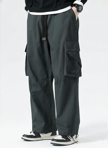 Image of GRECIILOOKS Men's Cargo Pants | 6 Pocket Cotton Cargo Joggers for Men | Loose Fit Stylish Pant with Pockets | Casual Baggy Trousers & Streetwear Lower