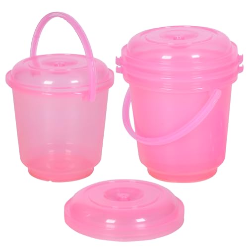 Image of Urbane Home Pack of 4 Bucket | Bathroom Bucket | Utility Bucket for Daily Use | Water Storage Bucket | Bathing Bucket with Handle & Lid | 13 LTR | SUPER-013 | Transparent Pink