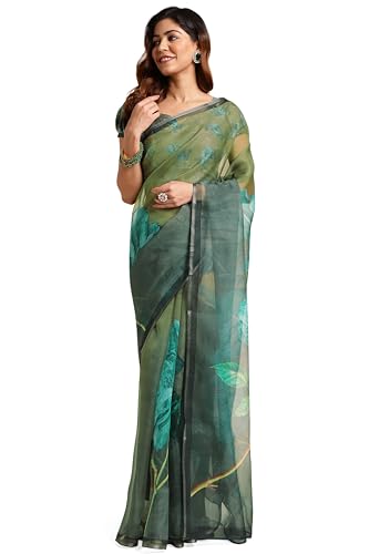 Image of MIRCHI FASHION Saree for Woman Organza Floral Printed | Lightweight Elegant Traditional Sari with Matching Blouse Piece