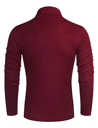 Image of Men's Premium Heavyweight Long Sleeve Mock Neck T-Shirt Pullover Red XL