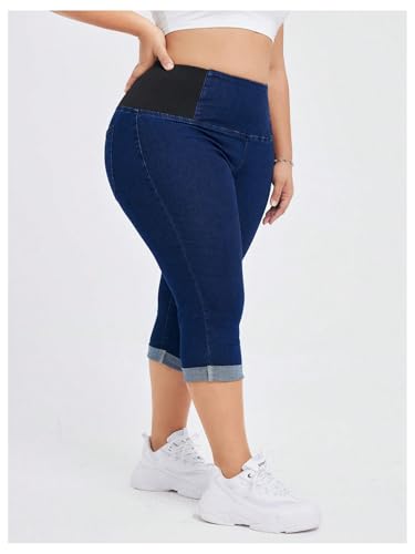 Verdusa Women's Plus Size Capri Jeans High Waisted Tummy Control Stretchy Fitted Denim Pants4