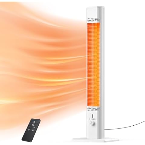 Outdoor Patio Heater with 9 Heat Levels,Wall Mounted Space Heater for Garage Backyard Room Indoor,1500W Fast Electric Infrared Heater with Remote Control,9H Timers,Waterproof,Child Lock,Large Cover