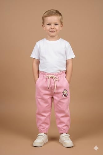 Image of A.T.U.N. (ALL THINGS UBER NICE) Boys Premium Cotton Jogger Pants with Elastic Waist & Adjustable Drawstring | Soft Touch Applique Detail Comfortable Bottom Wear for Kids