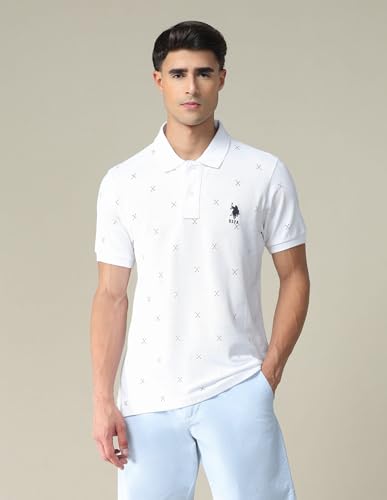 Image of U.S. Polo ASSN. Solid Slim Fit Polo T Shirts for Men - 100% Cotton, Half Sleeves Mens Tshirt