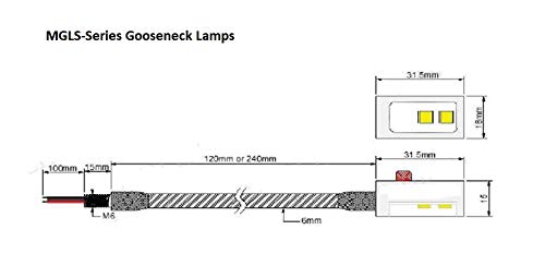 Lámpara LED roja Mini Gooseneck con Interruptor 240mm 12V miniatura 4