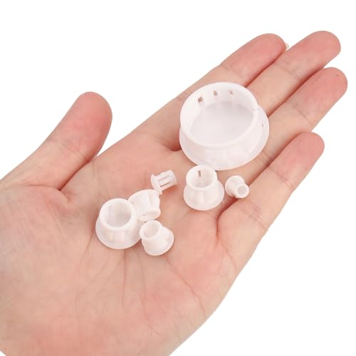 Image of uxcell Plastic Hole Plugs, 155Pcs 6 Sizes 3 /16 inch 1 /4 inch 5 /16 inch 3 /8 inch 1 /2 inch 1 inch Flush Type Panel Snap in Knockout Locking Plugs for Furniture Panels, White