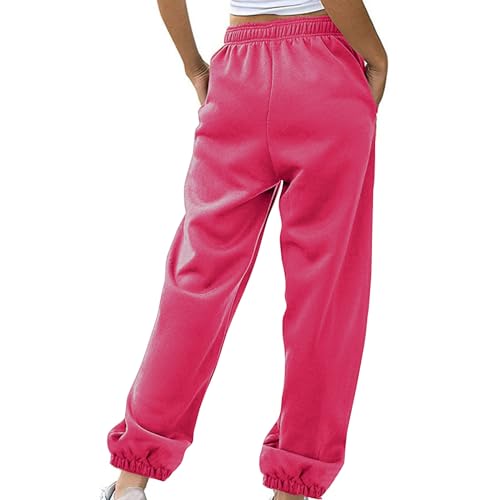 Womens Casual Joggers Cotton Sweatpants,Women Solid Color Trendy Athletic Pants,High Waisted Cute Sport Clothes