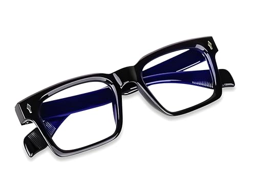 Image of Classic Style Men Demo ARC Glass Blue Light Blocking Retro Square Eyeglasses Computer Gaming Acetate Eyewear Frames Anti Glare Unisex medium