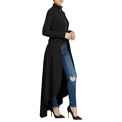 Womens Long Dovetail Gothic Trench Coat Polka Dot Zipper Up Tailcoat Jacket2