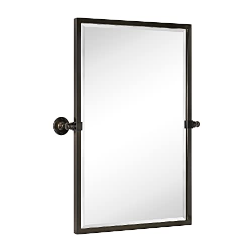 Image of TEHOME Pivot Tilting Bathroom Vanty Mirror Rectangle Oil Rubbed Bronze Metal Framed Beveled Wall Mirror, Overall 23.9 x 30 inches (Mirrror 20 x 30 inches)