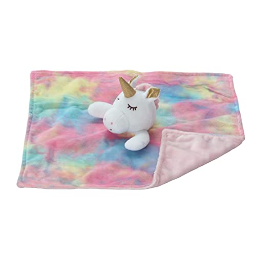 Image of CREVENT Cozy Plush Baby Security Blanket Loveys for Baby Girls, Minky Dot Front + Backing with Animal Face (Unicorn)