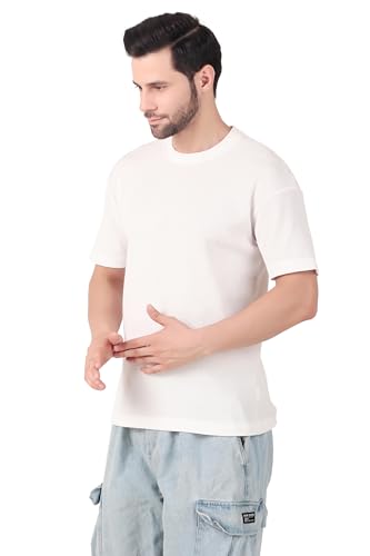Image of Solid Self Design Oversized Tshirt for Men | Oversize T-Shirts for Men | Men Drop Shoulder Tshirts | Bagy Fit Men Tshirt