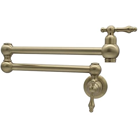 Delnet Brass Kitchen Sink Tap Gold Folding Two Handles Wall Mounted Swivel Pot Filler Faucet Cover