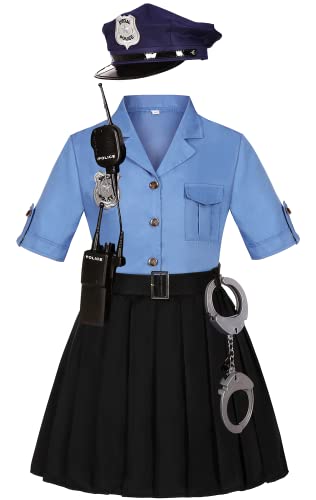 KAKALVER Police Officer Costume for Kids Cop Dress Up for Halloween Party Girl’s Policeman Gift Role Play
