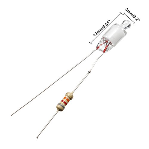 uxcell 50Pcs F5 5x13mm Neon Light Bulb Indicator Lamp W 82K Resistor 2 Pin Halogen Light Bulb for Closet Landscape Lighting