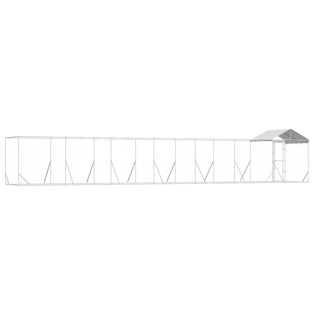 Cuccia Cani Esterno Tetto Argento 14x2x2,5 m Acciaio Zincato
