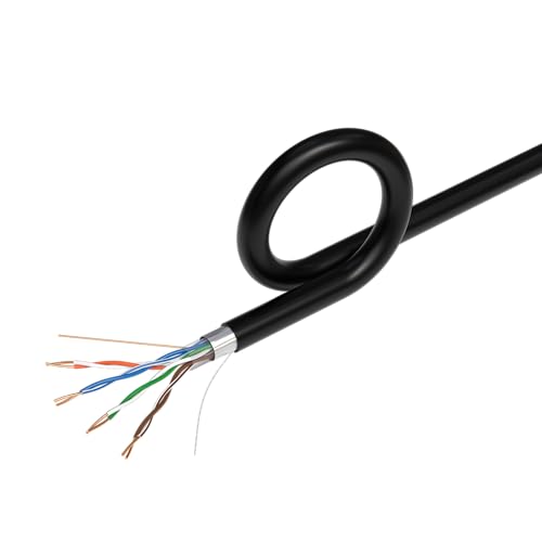 Cables Direct Online 500FT Direct Burial CAT5e FTP Outdoor 24 AWG UV Resistant Cable Unshielded Copper Clad Aluminum Wire Solid (500FT FTP)
