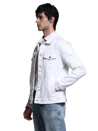 Image of JACK & JONES Men's Spread Collar Cotton Standard Length Washed Denim Jacket