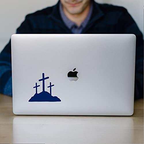 Image of Calvary Crosses Christian Jesus (Navy Blue) (Set Of 2) Premium Waterproof Vinyl Decal Stickers For Laptop Phone Accessory Helmet Car Window Bumper Mug Tuber Cup Door Wall Decoration