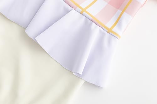 Girls Swimwear One Piece Ruffle Trim Flounce Checkered Plaid 2-12Years Beach Bathing Suit for Kids Swimsuit4