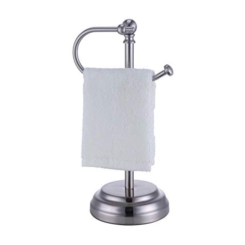 SunnyPoint Heavy Weight Classic Decorative Metal Fingertip Towel Holder Stand for Bathroom, Kitchen, Vanity and Countertops. (Brush Chrome, 13.5" x 5.5" x 5.5" INCH) Cover