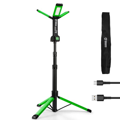 GoGonova Rechargeable Work Lights with Stand, Cordless Work Light with Triple LED Lamps, 8AH Battery, 700/1200/2200 Lumen, 4000/6500K Dimmable Led Work Light Kit with Detachable Tripod