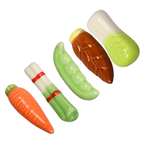 Generic 野菜デザイン箸置き 5個セット セラミック ? スプーンフォークスタンド ランダムカラー 対応 テーブル用 エレガントなカトラリーホルダー (7.50X2.00X1.00CM,示されているように)