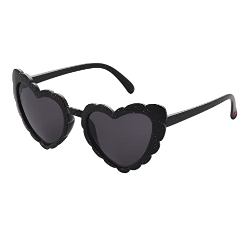 Betsey Johnson Womens Queen of Hearts Sunglasses Heartshape Black with Glitter 53mm
