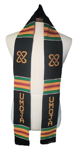 UMOJA Graduation Stole Sash, Black Kente Cloth4