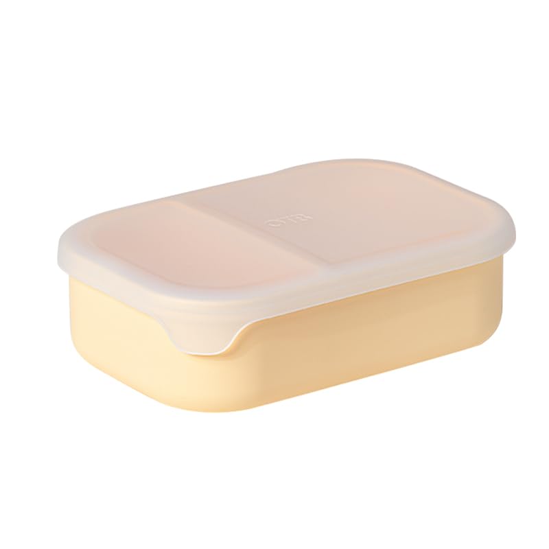OTBOTB Platinum Silicone Bento Box, 950 ml, Food-Grade, Leak Proof, Freezer & Microwave Safe, Dishwasher Safe, Multiple Uses, Creamcolor, M