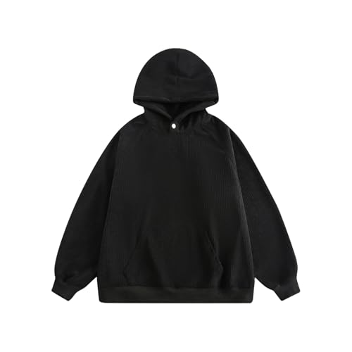 Ymosrh Men's Sweatshirt Hoodie, Long Sleeve Casual Corduroy Pullover Hooded Sweatshirts with Pocket, S-2XL