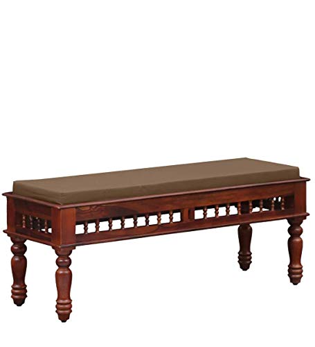 Image of Solid Wood 6 Seater Dining Table Set with 4 Chairs & 1 Bench | Premium Sheesham Wood Dining Set | Cushioned Seating | Classic Traditional Design for Dining Room