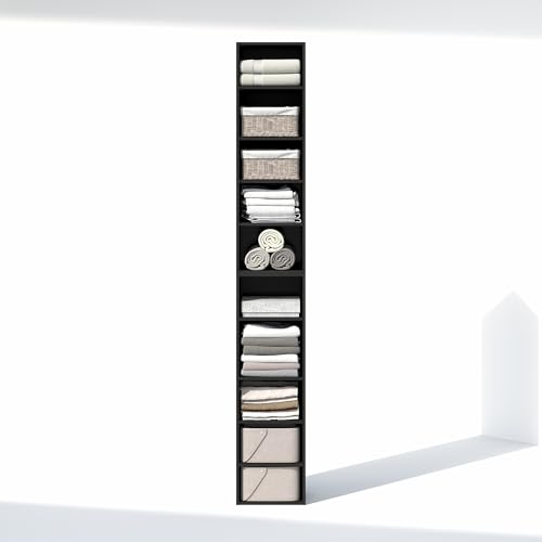 Image of Furinno PASIR 10-Tier Closet Organizers and Storage, Open Shelf, Storage Organizer, 12-Inch Width, for Closet, Bedroom, Blackwood