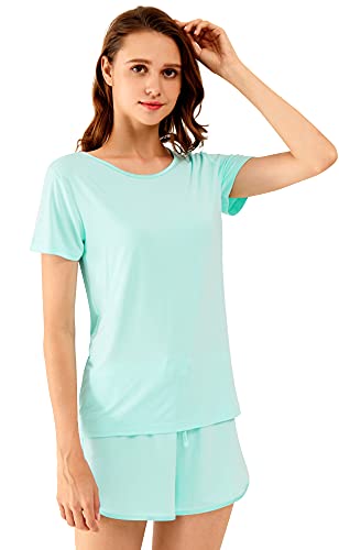 Image of WiWi Viscose from Bamboo Pajamas Set for Women Super Soft Short Sleeve Cooling Summer Plus Size Pjs Sets Sleepwear S-4X
