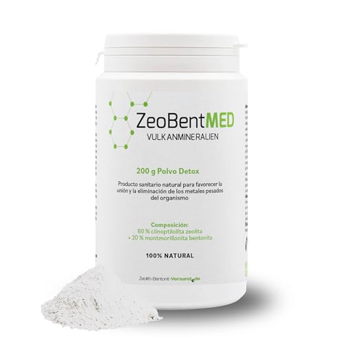 ZeoBent MED Detox en polvo 200 g, zeolita bentonita, dispositivo médico, calidad farmacéutica, ganador de comparación, limpieza intestinal, desintoxicación de metales pesados, tratamiento de