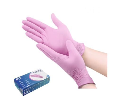 Nitrile Disposable Gloves - Box of 100 - Pink - Latex Free - PPE, Sterile, Medical & Surgical Gloves (Extra Small)