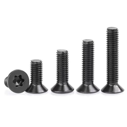 YEPENG 2/50 piezas de acero inoxidable 304 negro GB2673, perno de seis lóbulos, M1.6 M2 M2.5 M3 M4 M5 M6 M8 M10, tornillo de cabeza avellanada plana Torx de seis lóbulos(20mm,10pcs M6)