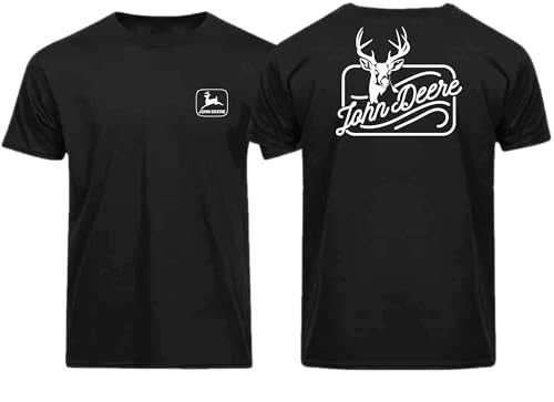 John Deere Mens Buck & Deere Script Deer Short Sleeve T-Shirt - Black