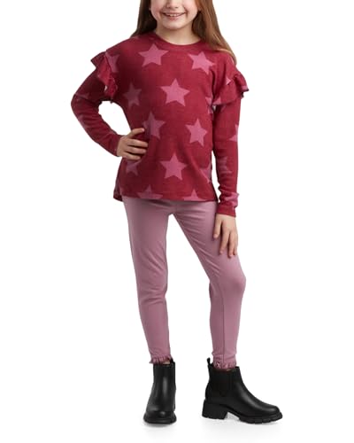 Image of Steve Madden Girls' Sweatsuit Set - 2 Piece Puff Sleeve Crop Pullover Sweatshirt & Leggings - Leggings Set for Girls (2T-12)