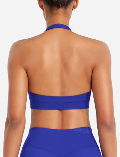 Image of YEOREO CoreFlex Women Halter Sports Bra Workout Seamless Padded Basic Bra Open Back Yoga Gym Crop Top