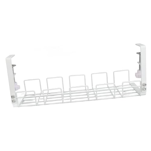 Organizador de Cables Bajo Escritorio, Bandeja de Gestión de Cables de Acero de 40.5CM, Resistente y Ahorra Espacio, Bandeja Organizador para Oficina (Blanco) miniatura 4