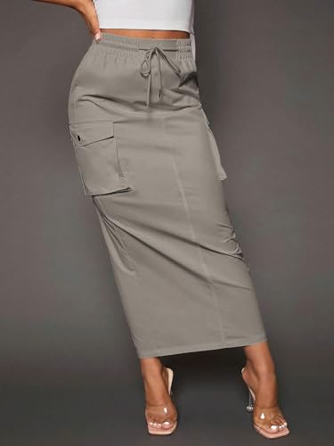 Plain Pocket Drawstring Waist Cargo Skirt 2025 Fashion Skirts for Women4