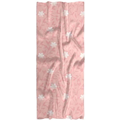 Écharpe légère femme motif floral blanc et rose châle toutes saisons
