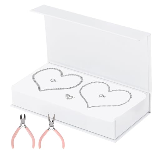 Permanent Couples Matching Bracelets Kit - DIY Bracelet Set Cuban Adjustable Link Bracelets Gifts for Boyfriend Valentines Day Gifts for Him Her Matching Bracelets Unique Jewelry Gift for Anniversary Birthday
