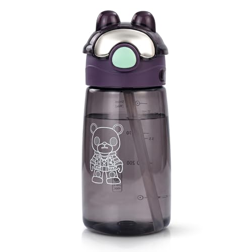 Image of BAYBEE AquaTots Sipper Water Bottle for Kids | Leak Proof Baby Sipper Bottle with Straw | BPA Free with Carry Handle | Insulated Drinking Sippy Water Bottle for School Kids (500ml, Black)