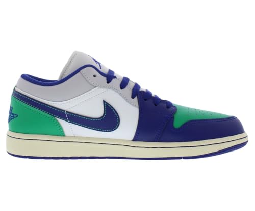Image of Air Jordan 1 Low Men's Shoes (Sail /Stadium Green /Neutral Grey /Deep Royal Blue) Size 8