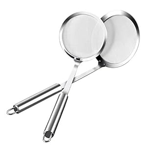 AIEVE Filterlepel, 2 Pack Deep Fat Friteuse Skimmer Lepel, RVS Oliefilter Vergiet Lepel, Kookolie Filter Lepel, Hot Pot…