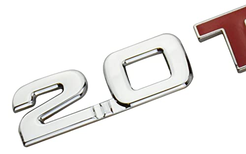 Image of 1Pc 2.0T Turbo Metal Trunk Emblem 2.0 T 3D Badge Decal Sticker Replacement for Universal Type 2.0T Car Trucks (Red)